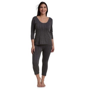 Women’s Cotton Quilted Winter Lightweight Thermal Underwear for Women Set with Fleece Lined Soft Warmer